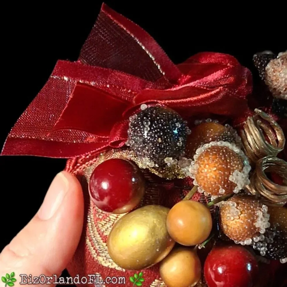 VINTAGE: Festive Holiday / Christmas Ornament with Faux Fruit / Berries / Ribbon